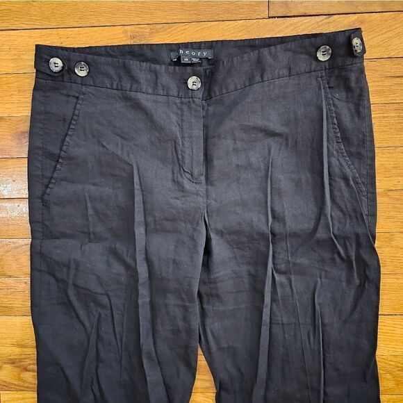 Theory Women's Black Linen Flared Preppy Beach Pants Size 10 - Picture 2 of 9